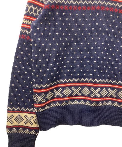 POLO RALPH LAUREN（ポロ・ラルフローレン）POLO RALPH LAUREN (ポロ・ラルフローレン) ノルディック柄丸首カーディガン ネイビー×ベージュ サイズ:ＸＬの古着・服飾アイテム