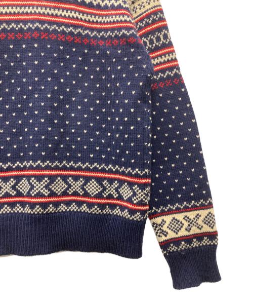 POLO RALPH LAUREN（ポロ・ラルフローレン）POLO RALPH LAUREN (ポロ・ラルフローレン) ノルディック柄丸首カーディガン ネイビー×ベージュ サイズ:ＸＬの古着・服飾アイテム