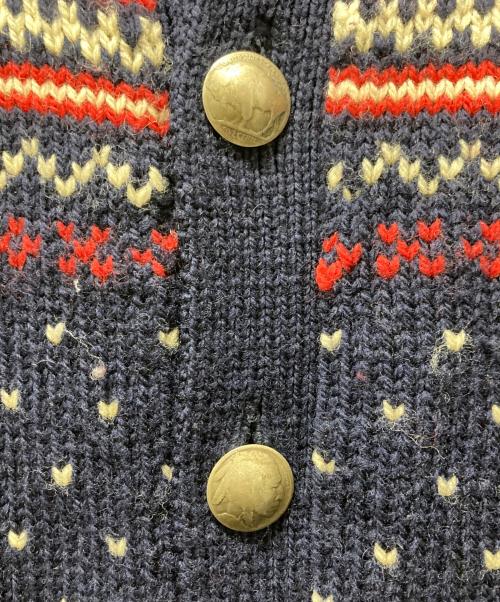 POLO RALPH LAUREN（ポロ・ラルフローレン）POLO RALPH LAUREN (ポロ・ラルフローレン) ノルディック柄丸首カーディガン ネイビー×ベージュ サイズ:ＸＬの古着・服飾アイテム