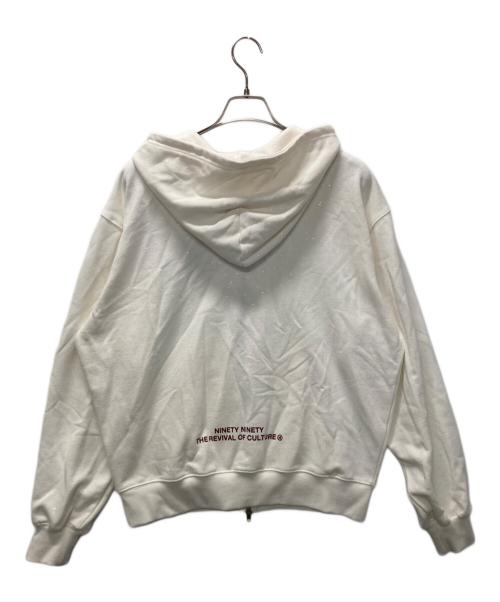 9090（9090）9090 (9090) 90 Logo Glitter Light Zip Hoodie ホワイト サイズ:Lの古着・服飾アイテム