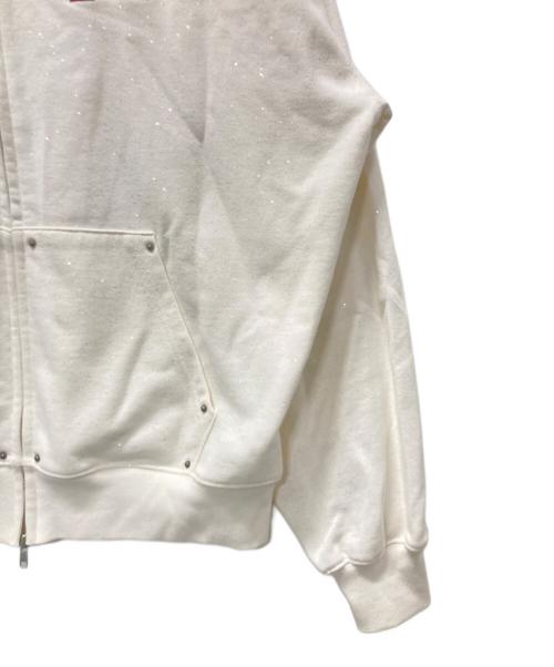 9090（9090）9090 (9090) 90 Logo Glitter Light Zip Hoodie ホワイト サイズ:Lの古着・服飾アイテム