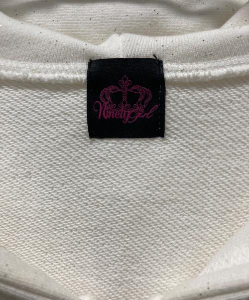 9090（9090）9090 (9090) 90 Logo Glitter Light Zip Hoodie ホワイト サイズ:Lの古着・服飾アイテム