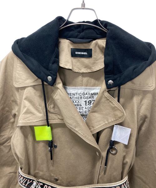DIESEL（ディーゼル）DIESEL (ディーゼル) フーデッドトレンチコート ベージュ サイズ:Sの古着・服飾アイテム