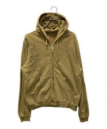 Ed Hardy（エド ハーディー）の古着「スカルビジュージップパーカー」｜カーキ