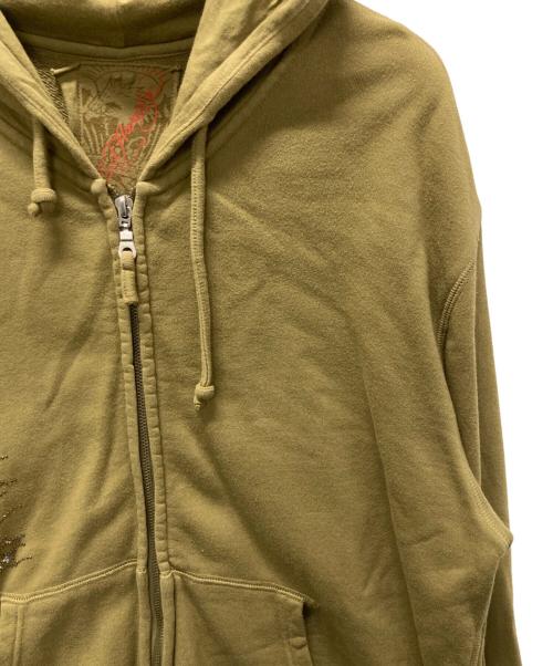 Ed Hardy（エド ハーディー）ED HARDY (エド ハーディー) スカルビジュージップパーカー カーキ サイズ:Mの古着・服飾アイテム