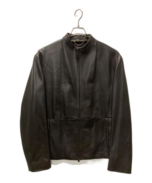 DONNA KARAN SIGNATURE（ダナキャランシグネイチャー）DONNA KARAN SIGNATURE (ダナキャランシグネイチャー) スタンドカラーレザージャケット ブラウン サイズ:Mの古着・服飾アイテム