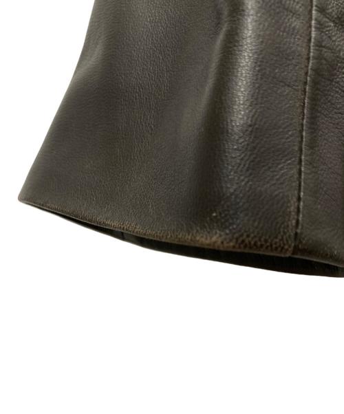 DONNA KARAN SIGNATURE（ダナキャランシグネイチャー）DONNA KARAN SIGNATURE (ダナキャランシグネイチャー) スタンドカラーレザージャケット ブラウン サイズ:Mの古着・服飾アイテム