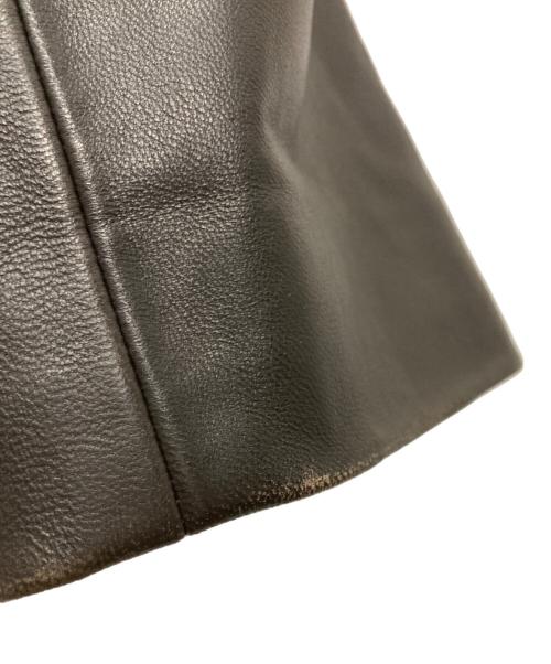 DONNA KARAN SIGNATURE（ダナキャランシグネイチャー）DONNA KARAN SIGNATURE (ダナキャランシグネイチャー) スタンドカラーレザージャケット ブラウン サイズ:Mの古着・服飾アイテム