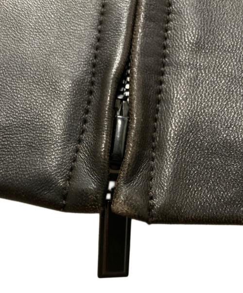 DONNA KARAN SIGNATURE（ダナキャランシグネイチャー）DONNA KARAN SIGNATURE (ダナキャランシグネイチャー) スタンドカラーレザージャケット ブラウン サイズ:Mの古着・服飾アイテム
