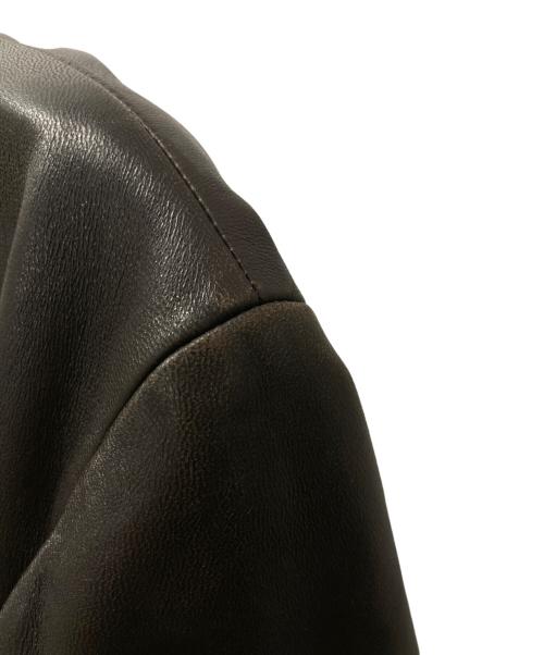 DONNA KARAN SIGNATURE（ダナキャランシグネイチャー）DONNA KARAN SIGNATURE (ダナキャランシグネイチャー) スタンドカラーレザージャケット ブラウン サイズ:Mの古着・服飾アイテム