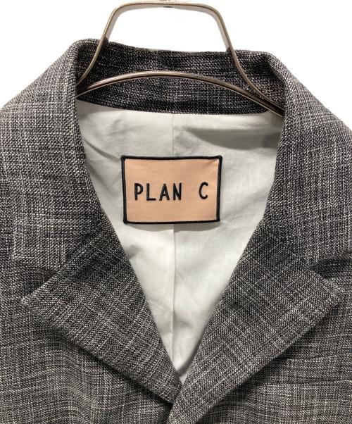 PLAN C（プランシー）Plan C (プランシー) チェック柄3Bジャケット グレー サイズ:Lの古着・服飾アイテム