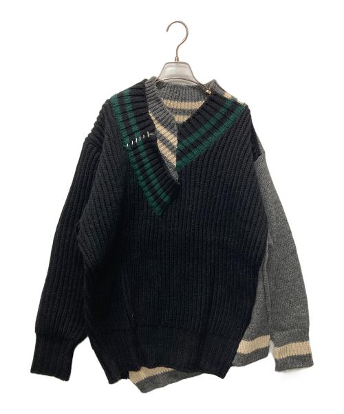 kolor/BEACON（カラービーコン）kolor/BEACON (カラービーコン) クレイジーパターンニット ブラック×グレー サイズ:SIZE 2の古着・服飾アイテム