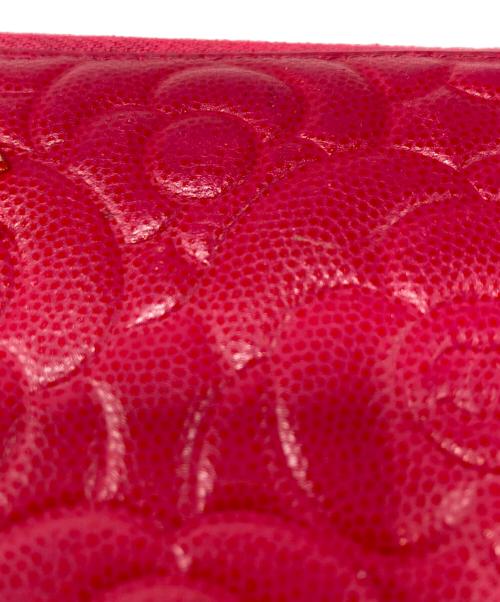 CHANEL（シャネル）CHANEL (シャネル) 型押しラウンドジップ長財布 ピンクの古着・服飾アイテム