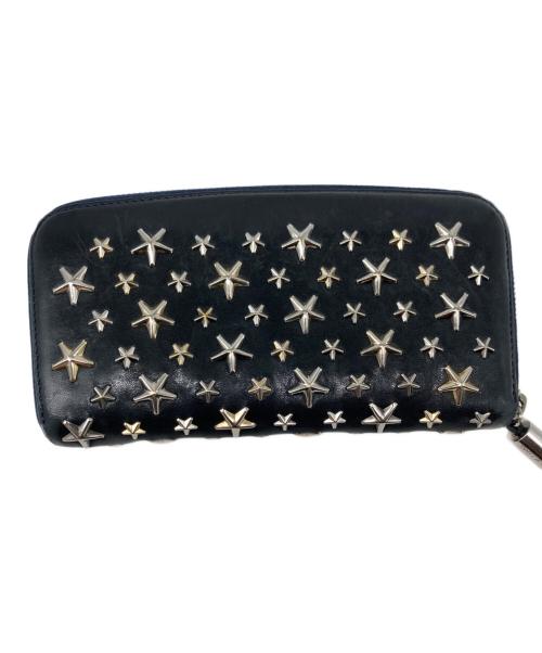 JIMMY CHOO（ジミーチュウ）JIMMY CHOO (ジミーチュウ) FILIPA スタッズラウンドファスナー財布 ブラックの古着・服飾アイテム