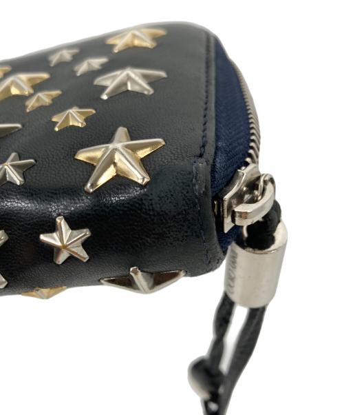JIMMY CHOO（ジミーチュウ）JIMMY CHOO (ジミーチュウ) FILIPA スタッズラウンドファスナー財布 ブラックの古着・服飾アイテム
