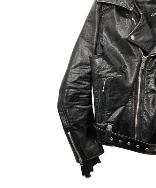 JUNYA WATANABE COMME des GARCONS（(ジュンヤワタナベ コムデギャルソン）JUNYA WATANABE COMME des GARCONS ((ジュンヤワタナベ コムデギャルソン) 断ち切り変形ライダースジャケット ブラック サイズ:Sの古着・服飾アイテム