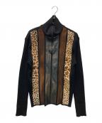 Jean Paul Gaultier hommeジャンポールゴルチェオム）の古着「レザー切替ハーフジップニット」｜ブラック