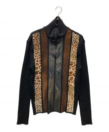 Jean Paul Gaultier homme（ジャンポールゴルチェオム）の古着「レザー切替ハーフジップニット」｜ブラック