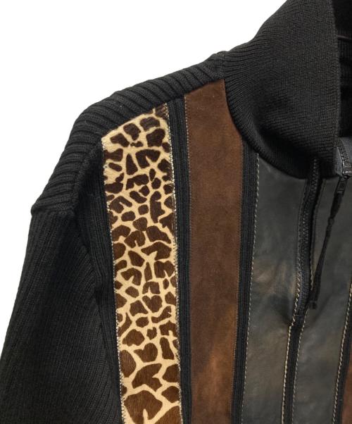 Jean Paul Gaultier homme（ジャンポールゴルチェオム）Jean Paul GAULTIER HOMME (ジャンポールゴルチェオム) レザー切替ハーフジップニット ブラック サイズ:48の古着・服飾アイテム