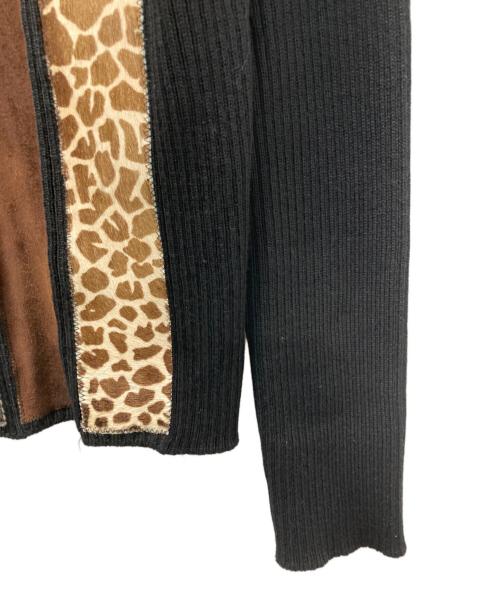 Jean Paul Gaultier homme（ジャンポールゴルチェオム）Jean Paul GAULTIER HOMME (ジャンポールゴルチェオム) レザー切替ハーフジップニット ブラック サイズ:48の古着・服飾アイテム
