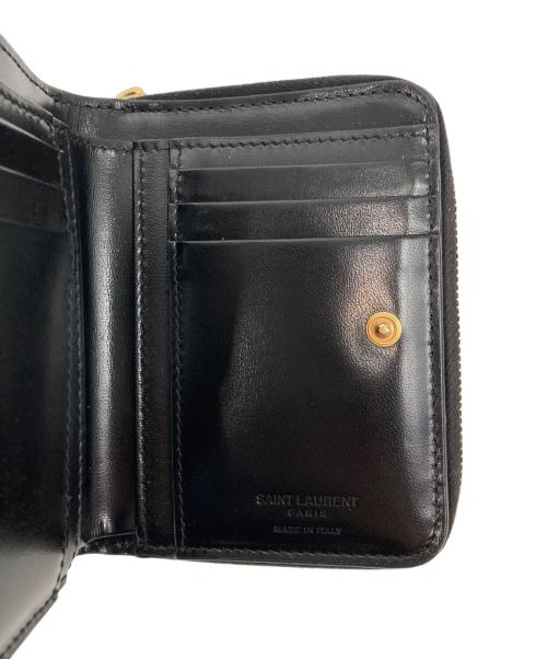 Saint Laurent Paris（サンローランパリ）Saint Laurent Paris (サンローランパリ) レザー2つ折り財布 ブラックの古着・服飾アイテム