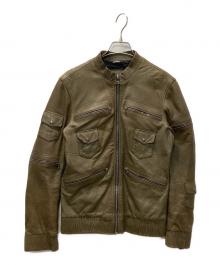 DOLCE & GABBANA（ドルチェ＆ガッバーナ）の古着「マルチジップデザインレザージャケット」｜オリーブ