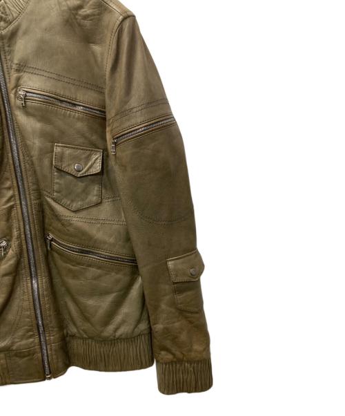 DOLCE & GABBANA（ドルチェ＆ガッバーナ）DOLCE & GABBANA (ドルチェ＆ガッバーナ) マルチジップデザインレザージャケット オリーブ サイズ:44の古着・服飾アイテム