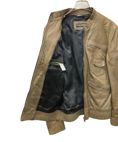 DOLCE & GABBANA（ドルチェ＆ガッバーナ）DOLCE & GABBANA (ドルチェ＆ガッバーナ) マルチジップデザインレザージャケット オリーブ サイズ:44の古着・服飾アイテム