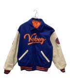 KEBOZケボズ）の古着「MELTON & LEATHER VARSITY JACKET」｜ブルー