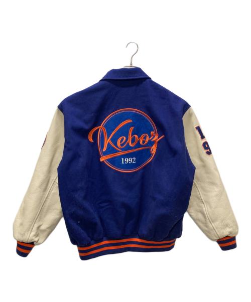 KEBOZ（ケボズ）KEBOZ (ケボズ) MELTON & LEATHER VARSITY JACKET ブルー サイズ:Lの古着・服飾アイテム