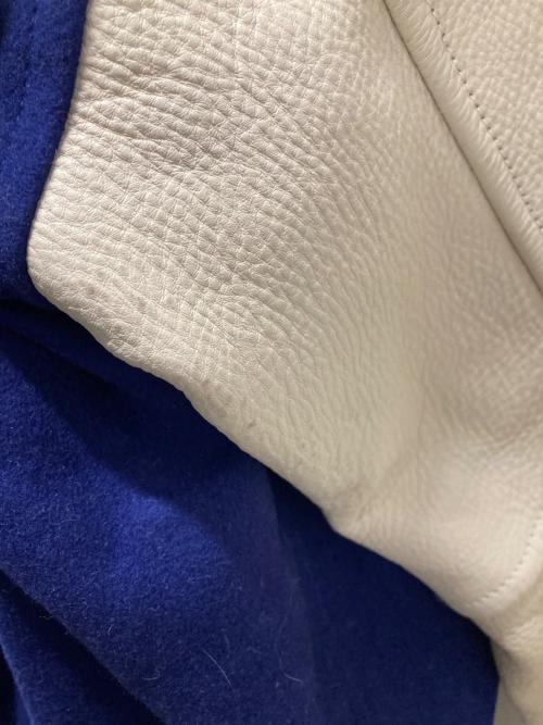 KEBOZ（ケボズ）KEBOZ (ケボズ) MELTON & LEATHER VARSITY JACKET ブルー サイズ:Lの古着・服飾アイテム