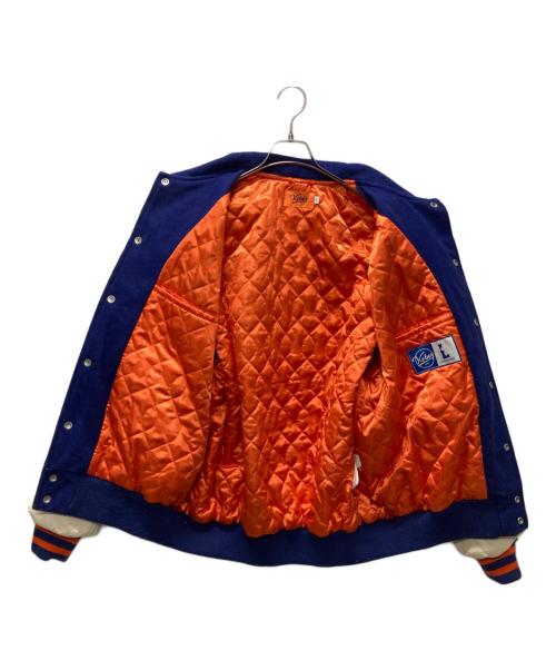KEBOZ（ケボズ）KEBOZ (ケボズ) MELTON & LEATHER VARSITY JACKET ブルー サイズ:Lの古着・服飾アイテム
