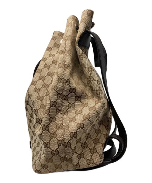 GUCCI（グッチ）GUCCI (グッチ) GGキャンバス巾着型バックパック ベージュの古着・服飾アイテム