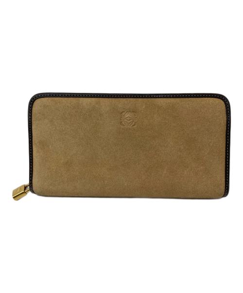 LOEWE（ロエベ）LOEWE (ロエベ) アナグラムスエードラウンドファスナー財布 ベージュ サイズ:表記無しの古着・服飾アイテム