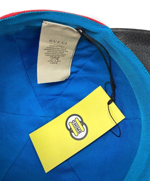 GUCCI（グッチ）GUCCI (グッチ) CHIME CHIME FOR CHANGE レザー切替キャップ レッド×ブラック サイズ:59cmの古着・服飾アイテム