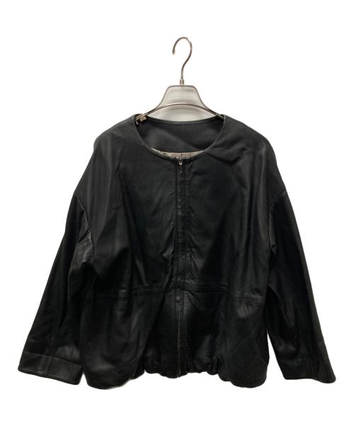 BEARDSLEY（ビアズリー）BEARDSLEY (ビアズリー) ラムレザーノーカラージャケット ブラック サイズ:1の古着・服飾アイテム