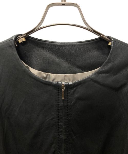 BEARDSLEY（ビアズリー）BEARDSLEY (ビアズリー) ラムレザーノーカラージャケット ブラック サイズ:1の古着・服飾アイテム