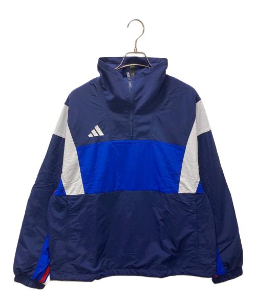 adidas（アディダス）adidas (アディダス) スタジアム カラーブロック ハーフジップ トラックジャケット ブルー サイズ:M 未使用品の古着・服飾アイテム