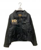 HARLEY-DAVIDSONハーレーダビッドソン）の古着「サイドレースアップレザー切替バイカージャケット」｜ブラック