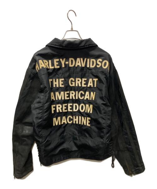 HARLEY-DAVIDSON（ハーレーダビッドソン）HARLEY-DAVIDSON (ハーレーダビッドソン) サイドレースアップレザー切替バイカージャケット ブラック サイズ:Lの古着・服飾アイテム