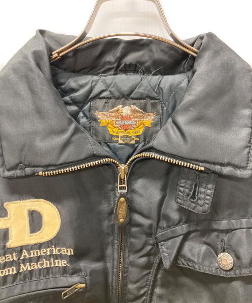 HARLEY-DAVIDSON（ハーレーダビッドソン）HARLEY-DAVIDSON (ハーレーダビッドソン) サイドレースアップレザー切替バイカージャケット ブラック サイズ:Lの古着・服飾アイテム