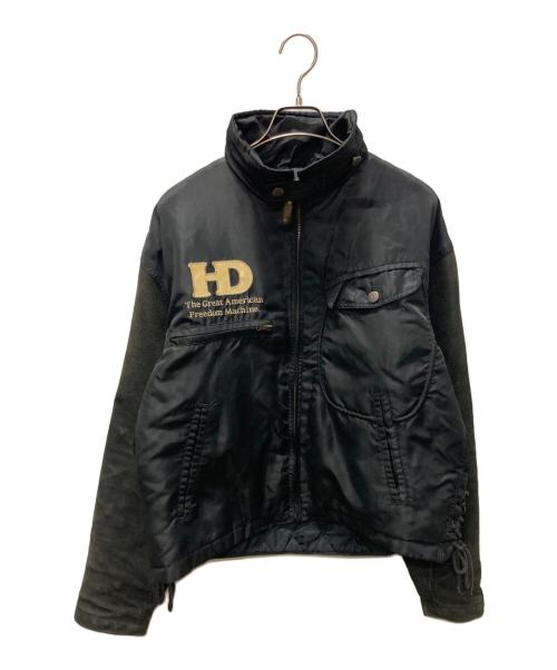 HARLEY-DAVIDSON（ハーレーダビッドソン）HARLEY-DAVIDSON (ハーレーダビッドソン) サイドレースアップレザー切替バイカージャケット ブラック サイズ:Lの古着・服飾アイテム