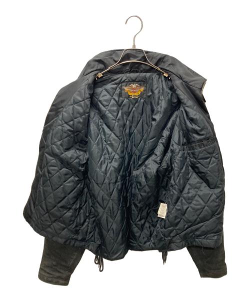 HARLEY-DAVIDSON（ハーレーダビッドソン）HARLEY-DAVIDSON (ハーレーダビッドソン) サイドレースアップレザー切替バイカージャケット ブラック サイズ:Lの古着・服飾アイテム