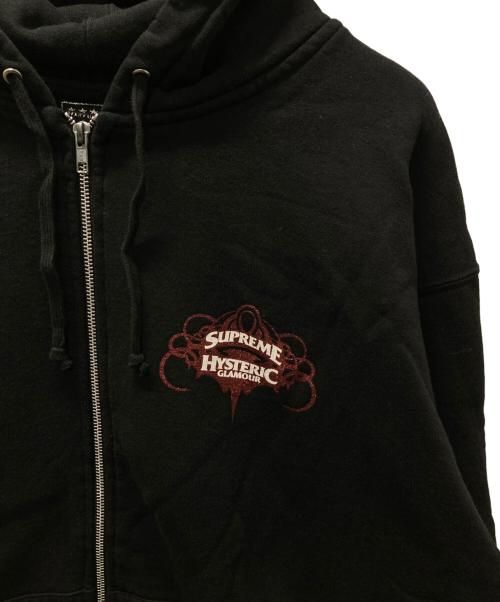 SUPREME（シュプリーム）SUPREME (シュプリーム) Hysteric Glamour (ヒステリックグラマー) Zip Up Hooded Sweatshirt ブラック サイズ:XLの古着・服飾アイテム