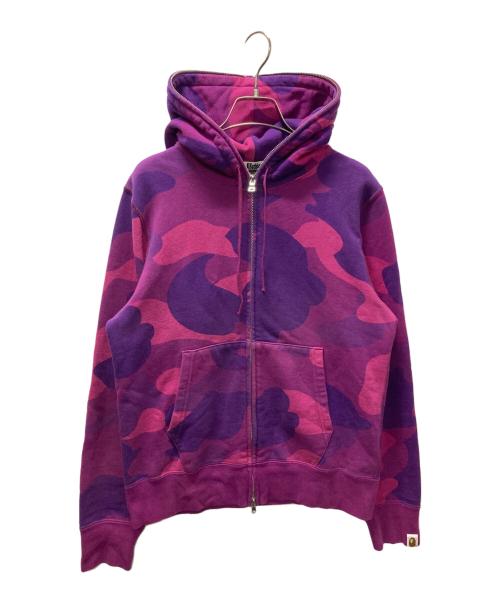 A BATHING APE（アベイシングエイプ）A BATHING APE (アベイシングエイプ) カモ柄ジップパーカー パープル×ピンク サイズ:Ｓの古着・服飾アイテム