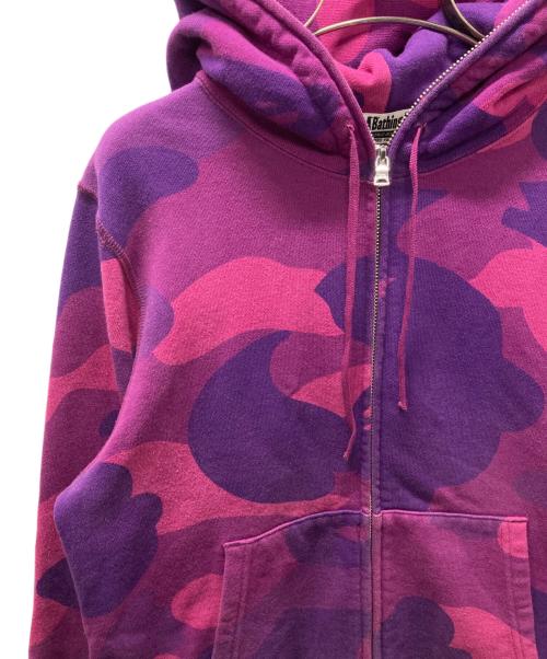 A BATHING APE（アベイシングエイプ）A BATHING APE (アベイシングエイプ) カモ柄ジップパーカー パープル×ピンク サイズ:Ｓの古着・服飾アイテム