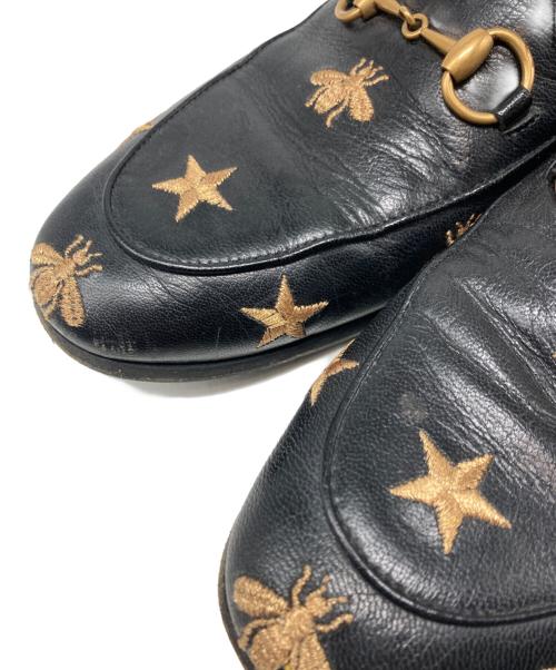 GUCCI（グッチ）GUCCI (グッチ) スター ビー刺繍 ホースビットローファー ブラック サイズ:37 1/2の古着・服飾アイテム