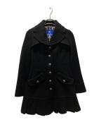 BURBERRY BLUE LABELバーバリー ブルー レーベル）の古着「裾プリーツマルチボタンAラインコート」｜ブラック