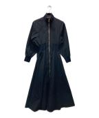 Curensologyカレンソロジー）の古着「リブ ジップ フレアワンピース」｜ネイビー