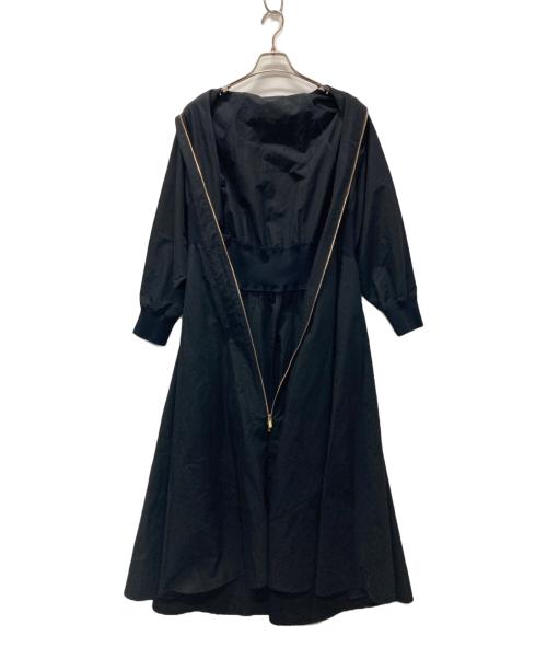 Curensology（カレンソロジー）Curensology (カレンソロジー) リブ ジップ フレアワンピース ネイビー サイズ:Fの古着・服飾アイテム